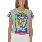 Mind Over Matter Women's Crop Tee in soft cotton fabric.